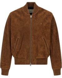 Ami Paris - Suede Bomber Jacket - Lyst