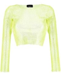 Santa Brands - Rhinestone-Embellished Mesh Cropped Top - Lyst