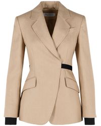 Max Mara - 'fionda' Blazer Met Dubbele Rij Knopen In Zuiver Kameellinnen Natté - Lyst