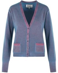 Maison Margiela - Virgin Wool Cardigan With Light And V-Neck - Lyst