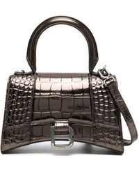 Balenciaga - Hourglass Xs Crocodile-Embossed Tote Bag - Lyst