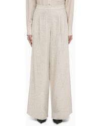 FEDERICA TOSI - Bamboo Coloured Wide Trousers With Micro Sequins - Lyst