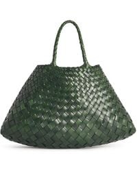 Dragon Diffusion - Small 'santa Croce' Leaf Green Lear Bag - Lyst