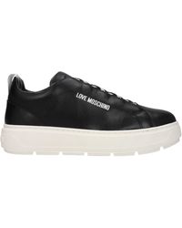 Love Moschino - Damens Turnschuhe aus schwarzem Leder - Lyst
