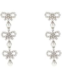 Self-Portrait - 'Micro Bow Pearl Tiered' Earrings - Lyst