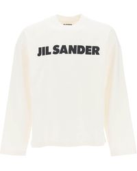 Jil Sander - T -shirt Met Lange Mouwen Met Logo - Lyst