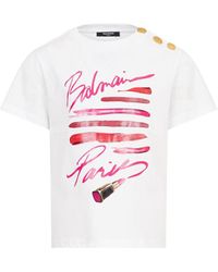 Balmain - "Lipstick" Logo T Shirt - Lyst