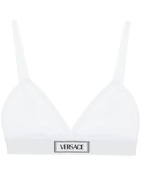 Versace - '90s Logo Geribbeld Bralette - Lyst