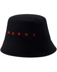 Marni - Zwarte Logo Bucket Hat - Lyst
