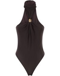 Elisabetta Franchi - Crêpe Jersey Bodysuit With Jewel Detail - Lyst