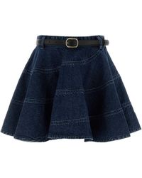 Self-Portrait - Self Portrait Denim Mini Skirt - Lyst