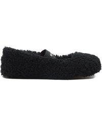 Moon Boot - Ballerines En Peau Lainée À Bride À Logo - Lyst
