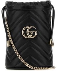 Gucci - Leather Small Gg Marmont Bucket Bag - Lyst
