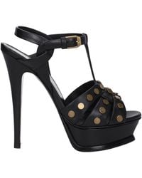 Saint Laurent - Sandals Eerbetoon Vrouwen Leer Zwart - Lyst
