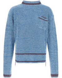 Marni - Melange Light Blue Cotton Sweater - Lyst