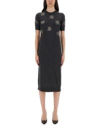 Fendi - Midi-Jurk Met Geborduurde Bloemen - Lyst