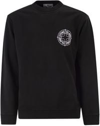 Stone Island - Oversized Crew Neck Sweatshirt With Â€Œoutline Compassâ€ Print - Lyst