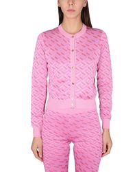 Versace - Jacquard Cardigan La Greca - Lyst