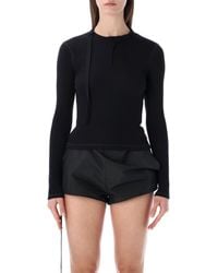 DIESEL - T-Iara-Ls Long-Sleeve Ribbed Cotton Top - Lyst