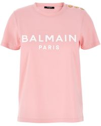 Balmain - Gold Button T -shirt - Lyst