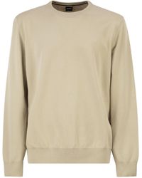 BOSS - Cotton Crew Neck Sweater With Embroidered Logo - Lyst