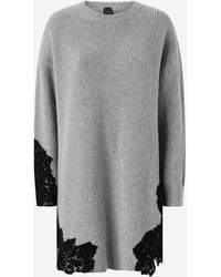 Pinko - Stretch Wool Blend -jurk Met Kant - Lyst
