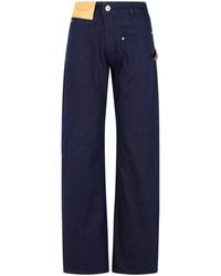 JW Anderson - Jw Anderson Workwear 'katoenen Broek Met Blauw Gedraaide Been - Lyst