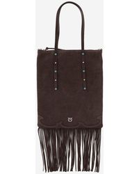 Pinko - Suede Shopping Bag With Fringes - Lyst