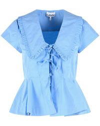 Ganni - Light Cotton Poplin Blouse - Lyst
