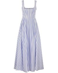 Sportmax - Spxfilmato - Gestreepte Katoenen Midi-jurk Met Volledige Rok - Lyst