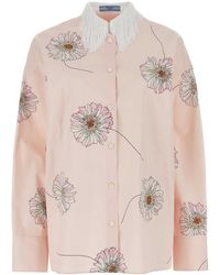 Prada - Printed Poplin Oversize Shirt - Lyst