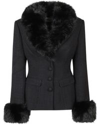 Self-Portrait - Zwarte Op Maat Gemaakte Bouclé Bontjas - Lyst