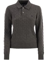 Polo Ralph Lauren - Wool And Cashmere Polo Shirt With Cable Knit - Lyst