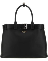 Prada - Leather Buckle Large Handbag - Lyst