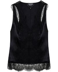 Tom Ford - Satin Tank Top Mit Chantilly Lace - Lyst