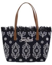 MC2 Saint Barth - City Canvas Shopper Bag With Embroidery And Logo - Lyst