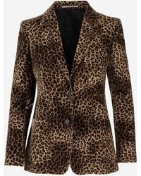 Tagliatore - Cupro Jacket With Leopadrata Pattern - Lyst