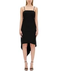 Helmut Lang - Asymmetric Virgin Wool Midi Dress - Lyst