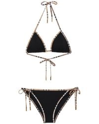 Burberry - Check Detail Triangle Bikini Set - Lyst