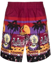 Pleasures - Illustration-Print Cotton Deck Shorts - Lyst