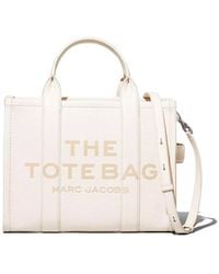 Marc Jacobs - Das Leder mittelgroße Einkaufstasche Baumwoll Silber - Lyst