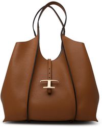 Tod's - "Zeitlose" braune Lear-Einkaufstasche - Lyst