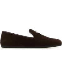 Prada - Dark Suede Loafers - Lyst