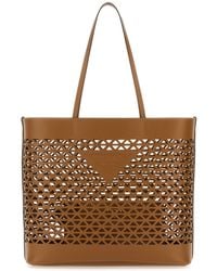 Prada - Large Perforated Leather Shopping Handbag - Lyst