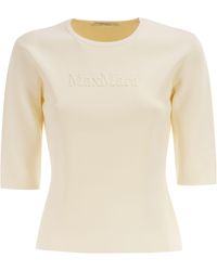 Max Mara - Mxpaustero Top Met Korte Mouwen En Geborduurd Logo - Lyst