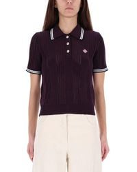 CASABLANCA - Textured Cotton Knit Polo Shirt With Contrasting Accents - Lyst