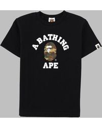 A Bathing Ape - T-Shirt Con Logo E Stampa Mimetica - Lyst