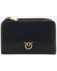 Pinko - Mini Leather Wallet With Logo - Lyst