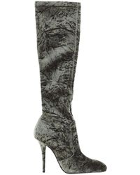 Saint Laurent - Stivali in velluto Bonnie di - Lyst