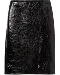 Gucci - Shiny Leather And Neoprene Skirt - Lyst